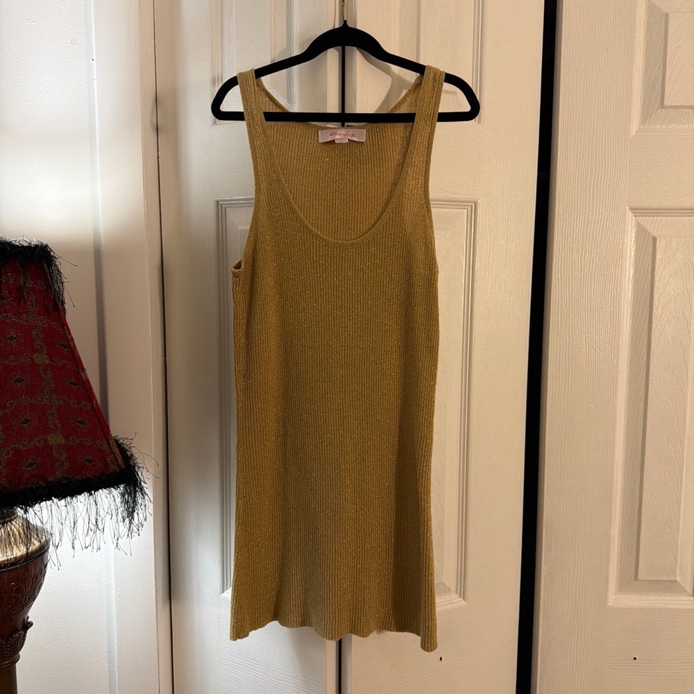 Xhilaration Metallic Gold Knit Tank Dress
